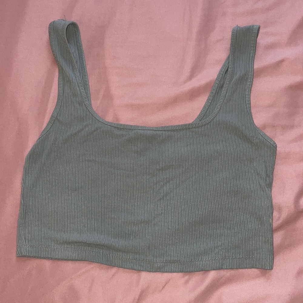 Grey/green forever 21 crop top